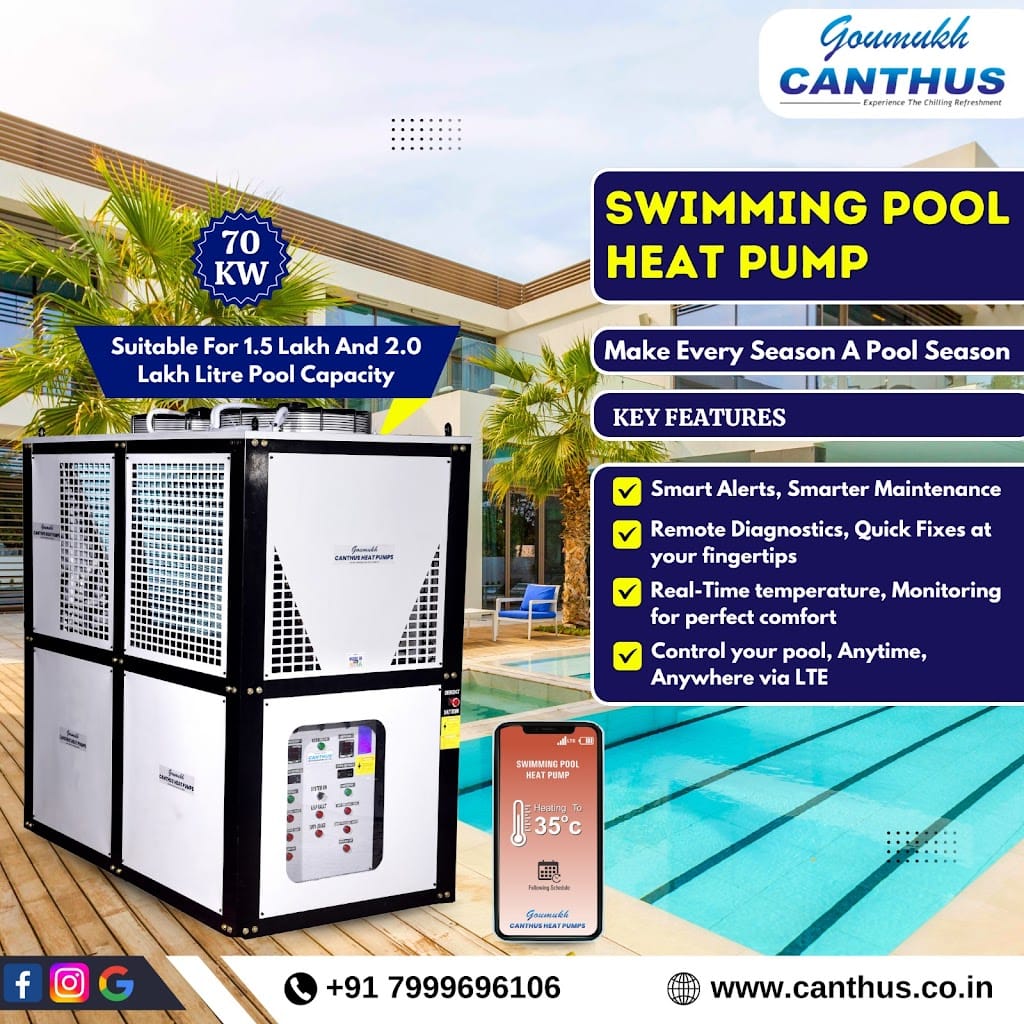 The Ideal Solution for Heating Large Swimming Pools: Govmukh Canthus 70kW Swimming Pool Heat Pump